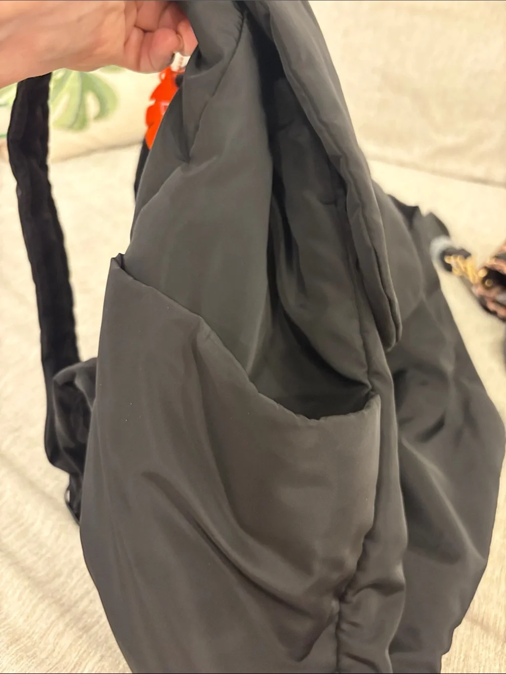 LIFEGEAR Black Nylon Backpack with Orange Accent